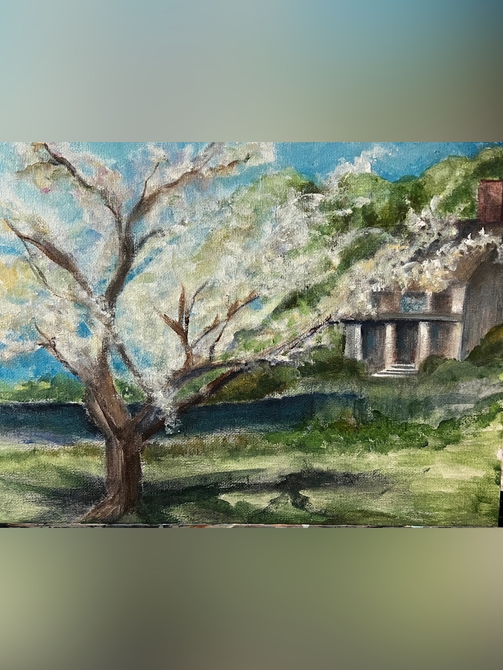Original hand painted by artist landscape, paint, air canvas, wall decor